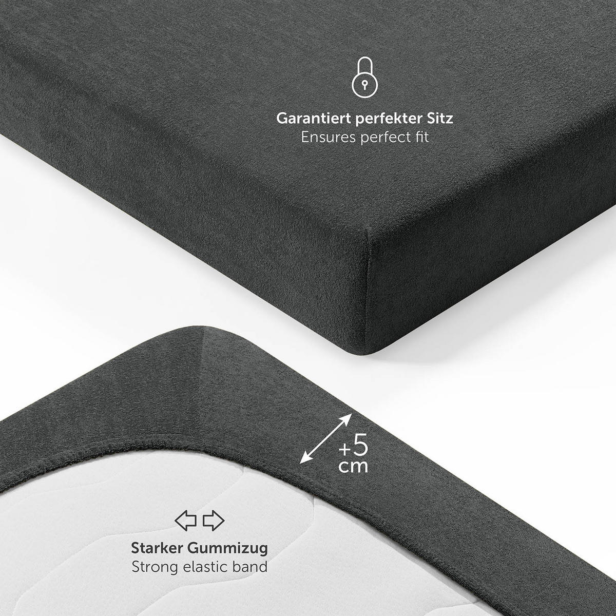 FROTÉ napínacie prestieradlo s certifikátom Oeko-TEX, 150x200x30cm, Anthrazit - antracitová, textil (150/200cm) - Blumtal