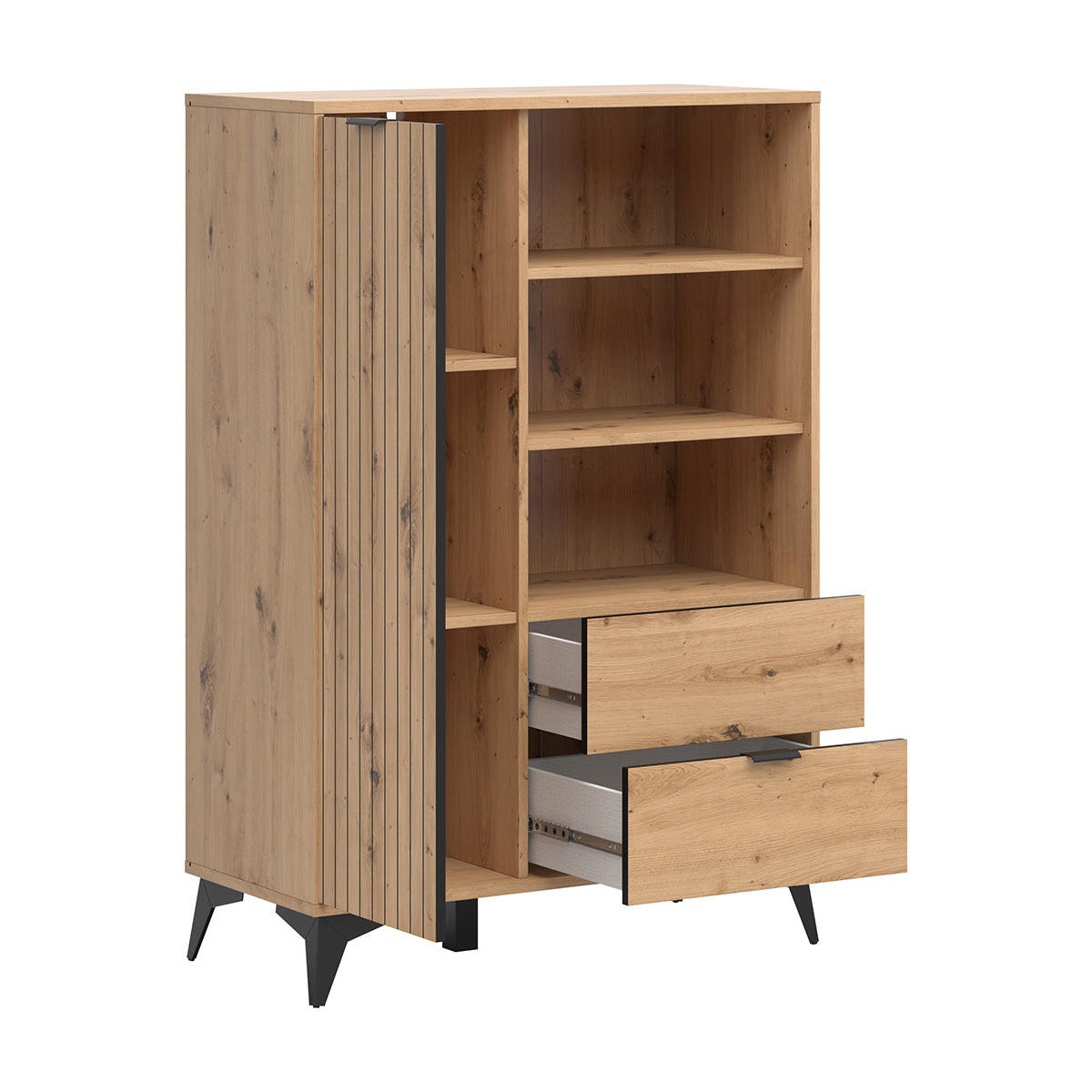 KNJIŽNI REGAL Mao Les hrastovega videza - rjava, leseni material (90/133/41cm) - Petits-meubles