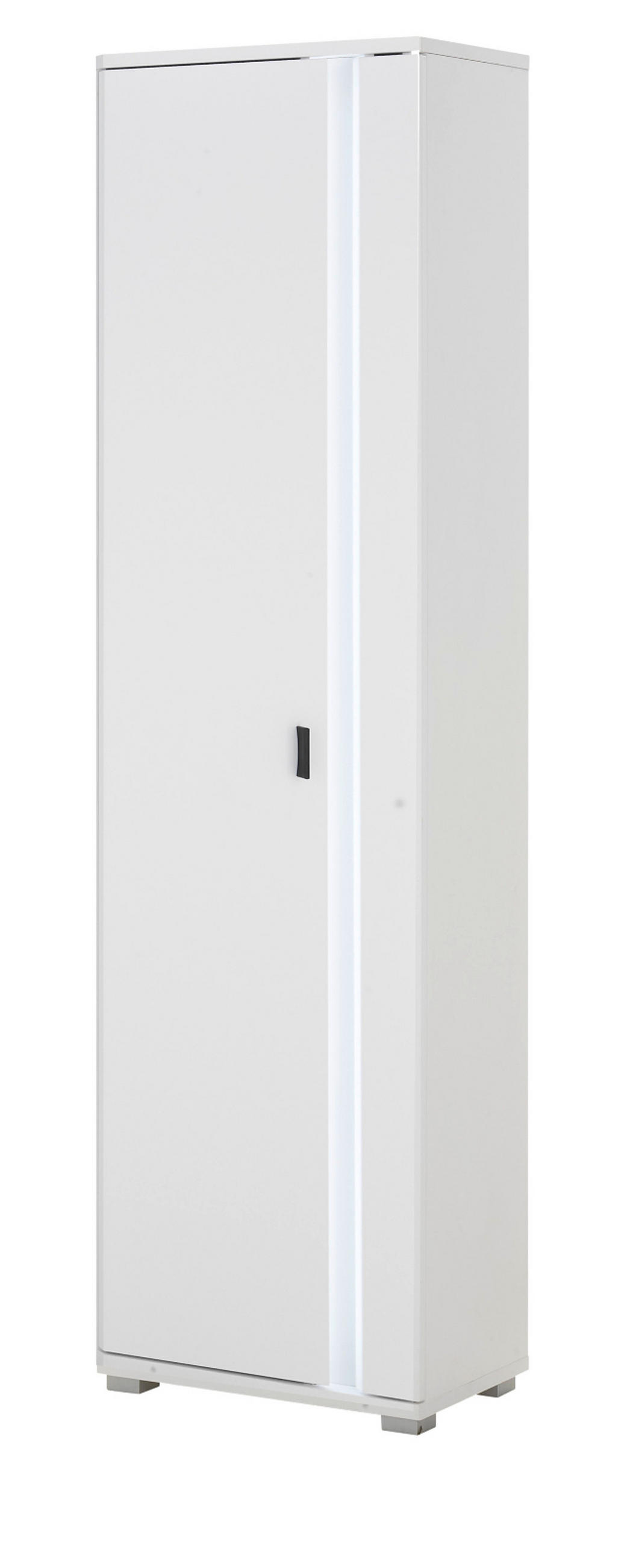 STAURAUMSCHRANK weiß matt, Mehrzweckschrank inklusive Frontbeleuchtung 55 x 200 cm - Weiß, Holzwerkstoff (55/200/35cm) - Furn.Design