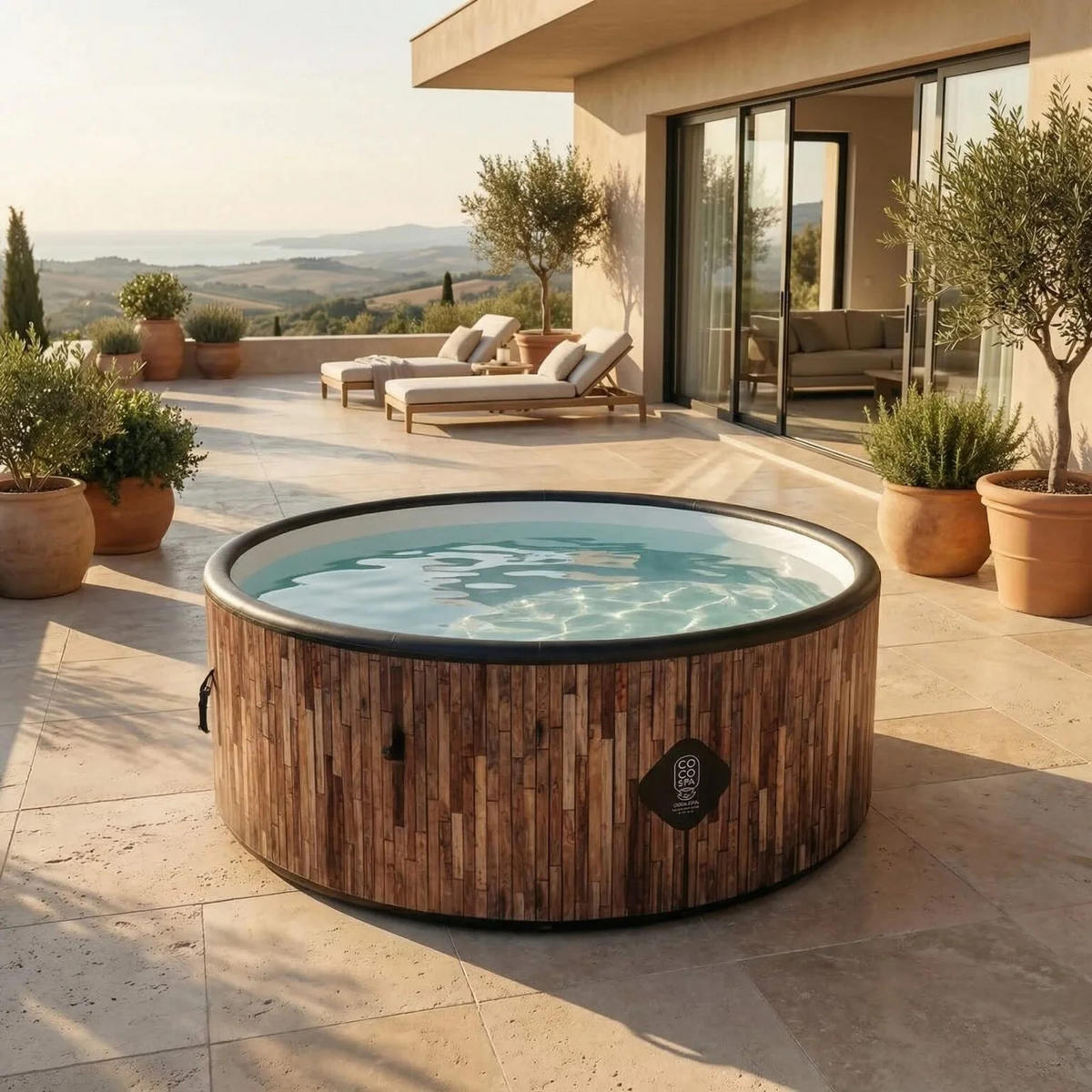 POOL St. Tropez – Aufstellpool mit 180 cm Durchmesser – 1200 Liter – Holzoptik - Braun, Kunststoff (180/70/70cm) - COCO SPA