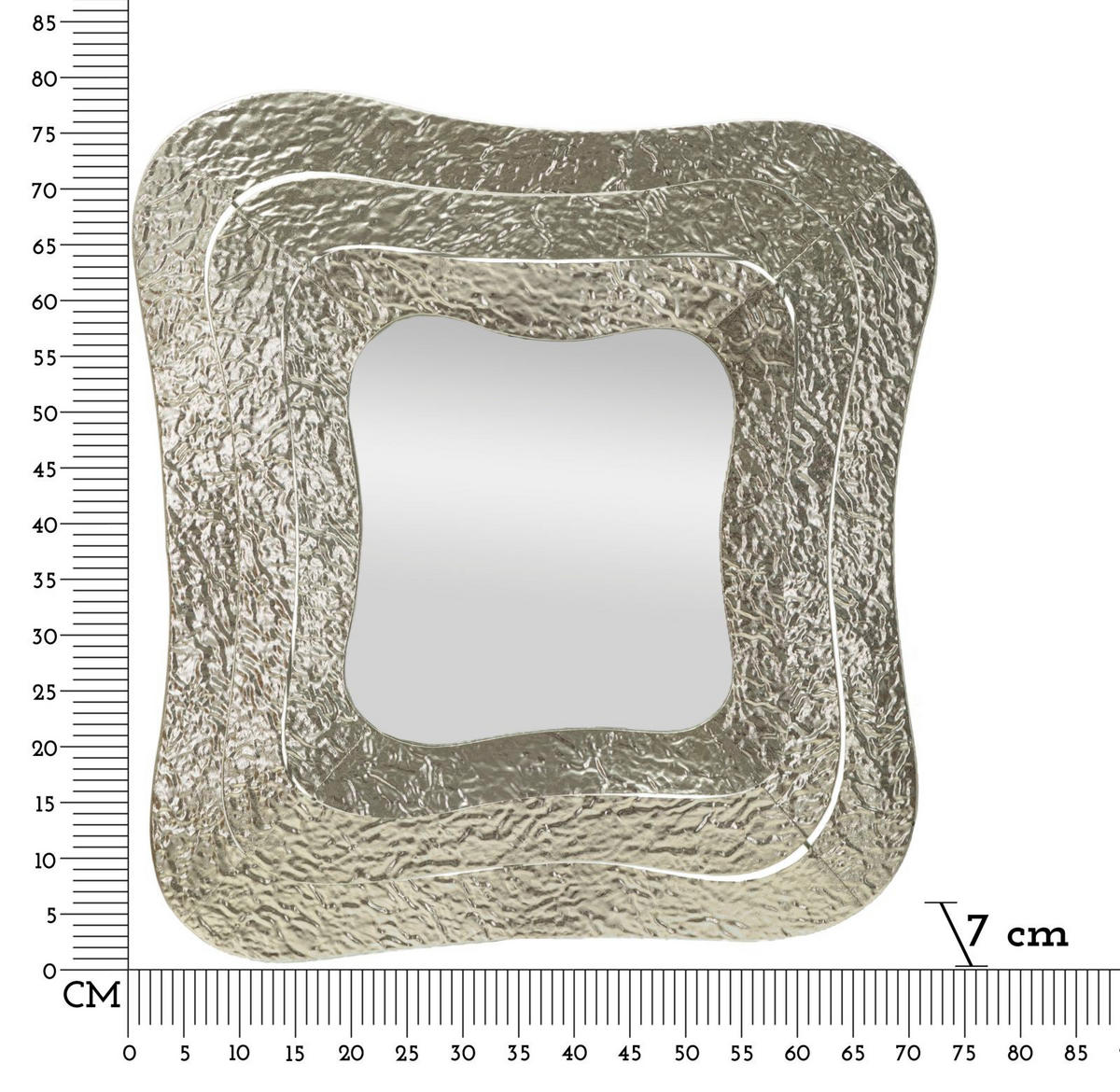 WANDSPIEGEL Aury, silberfarben, Metall und Spiegelglas, 74 x 7 x 79 cm, quadratisch - Silberfarben, Glas/Metall (74/79/7cm) - Mauro Ferretti