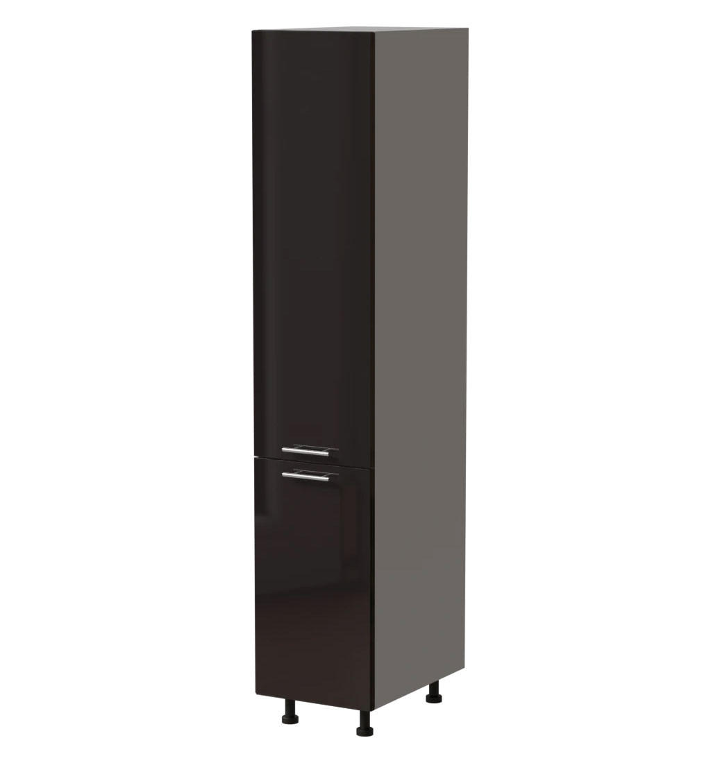 APOTHEKERSCHRANK Essen 2D14K/40/kargo Schwarz Hochglanz / Grau Matt 40 / 59 / 207cm - Schwarz Hochglanz/Schwarz, Holz/Holzwerkstoff (40/207/59cm) - Feldmann-Wohnen