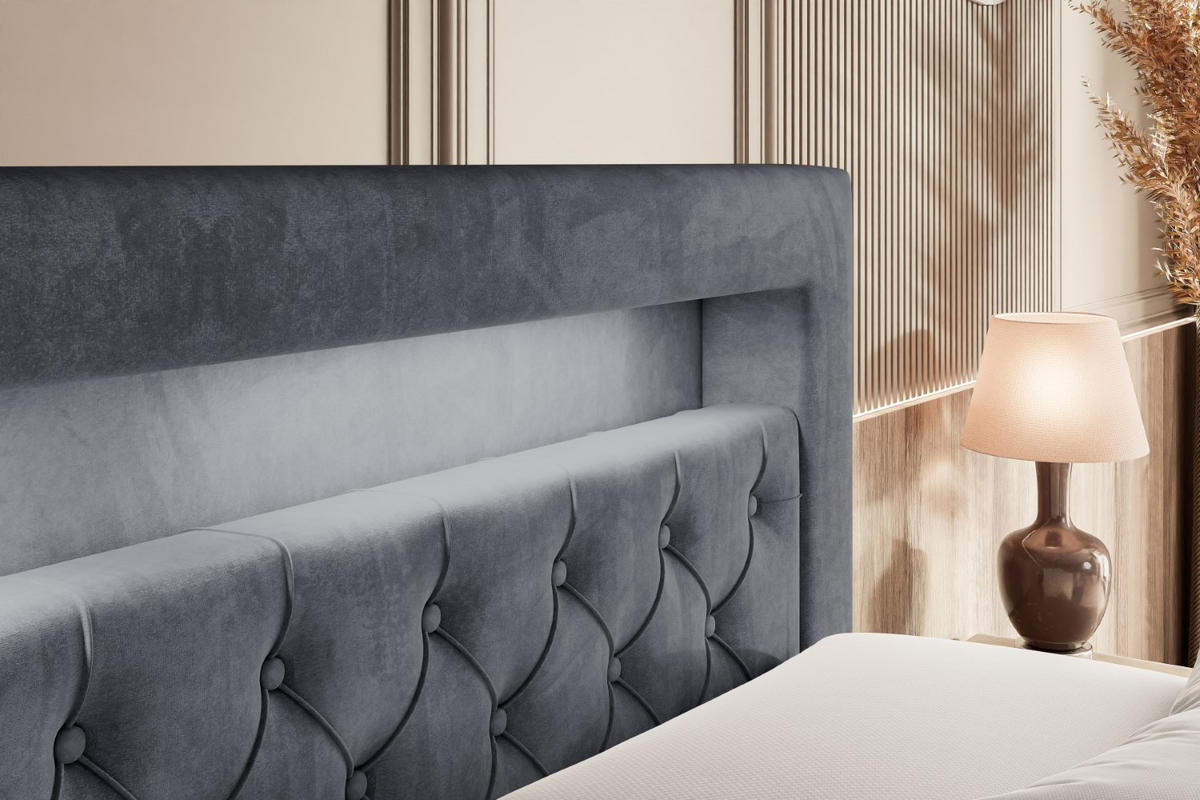 BOXSPRINGBETT NOEL GOLD KING - 180x200 - H3/H4 - Dunkelgrau - Dunkelgrau, Holzwerkstoff (180/200cm) - ALTDECOR