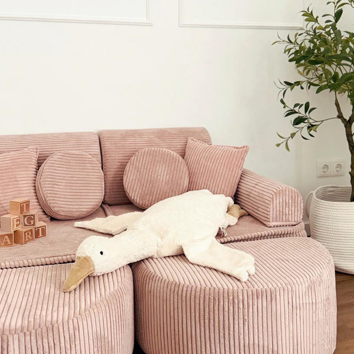 KINDERSOFA AESTHETIC 120 cm Cord Rosa 12 Stk - Rosa, Textil (60/12.5/120cm) - MeowBaby