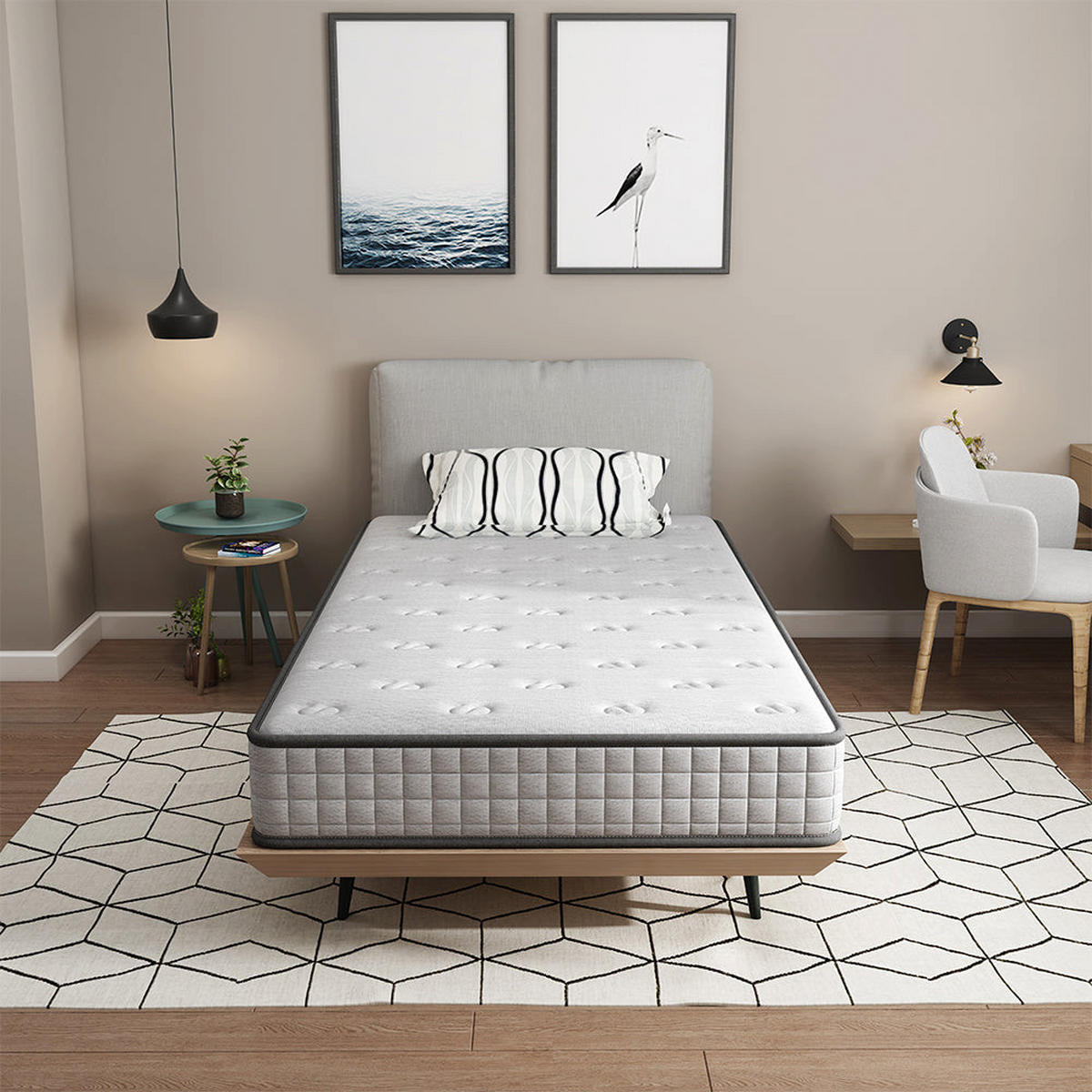 SCHAUMSTOFFMATRATZE 90/190 cm, Höhe ca.: 22 cm, fester und komfortabler Schaumstoff - Weiß, Textil (90/190cm) - TEENO