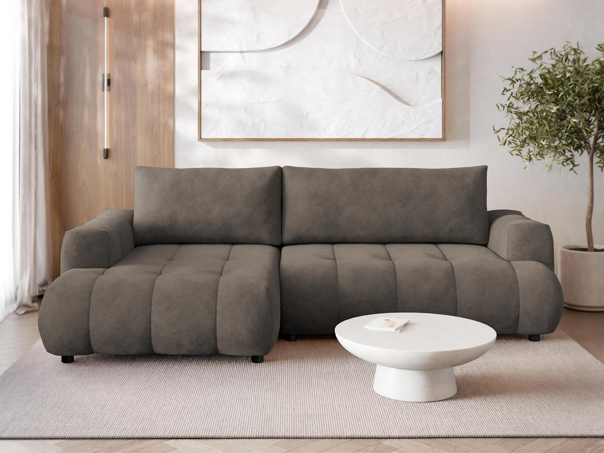 ECKSOFA Haiti, Seite: Links LC+2R - Schwarz/Braun, Holz/Textil (276/156cm) - MIRJAN24