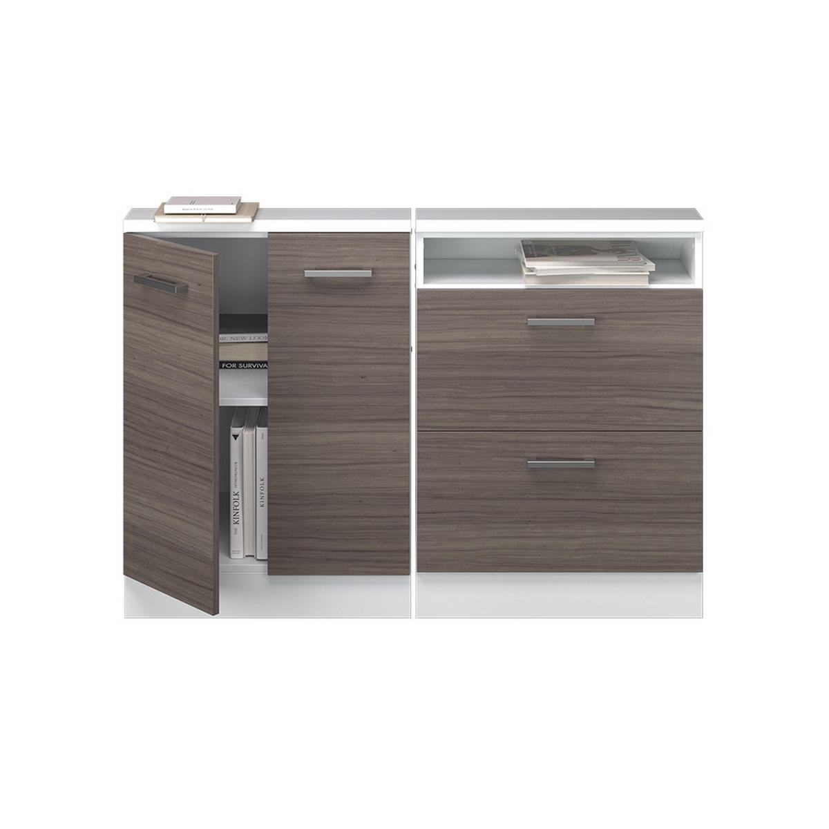 KUCHYŇSKÁ SKŘÍŇKA POD ŠIKMOU STŘECHU R-Line Vzácná šedá/bílá - bílá/šedá, kompozitní dřevo (120/81.6/46cm) - Vicco