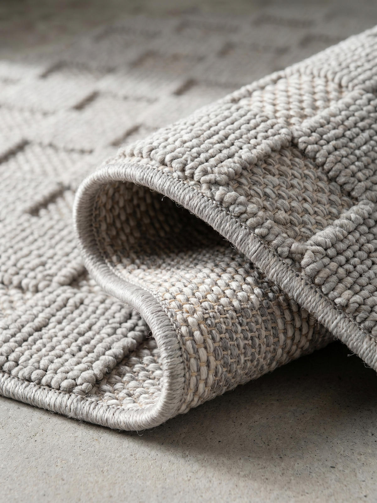 TEPPICH Flachgewebe LANGAU in Silber, mit Schachbrettmuster, Ø 120 cm - Silberfarben, Textil (120/120cm) - KADIMA DESIGN