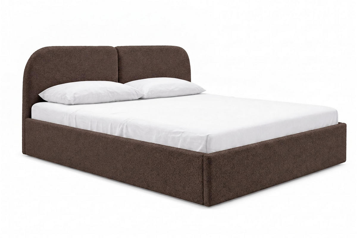 POLSTERBETT Sogno Braun 160x200 cm, mit Bettkasten und weichem Kopfteil, Bouclé - Braun, Holzwerkstoff/Textil (160/200cm) - Bettso