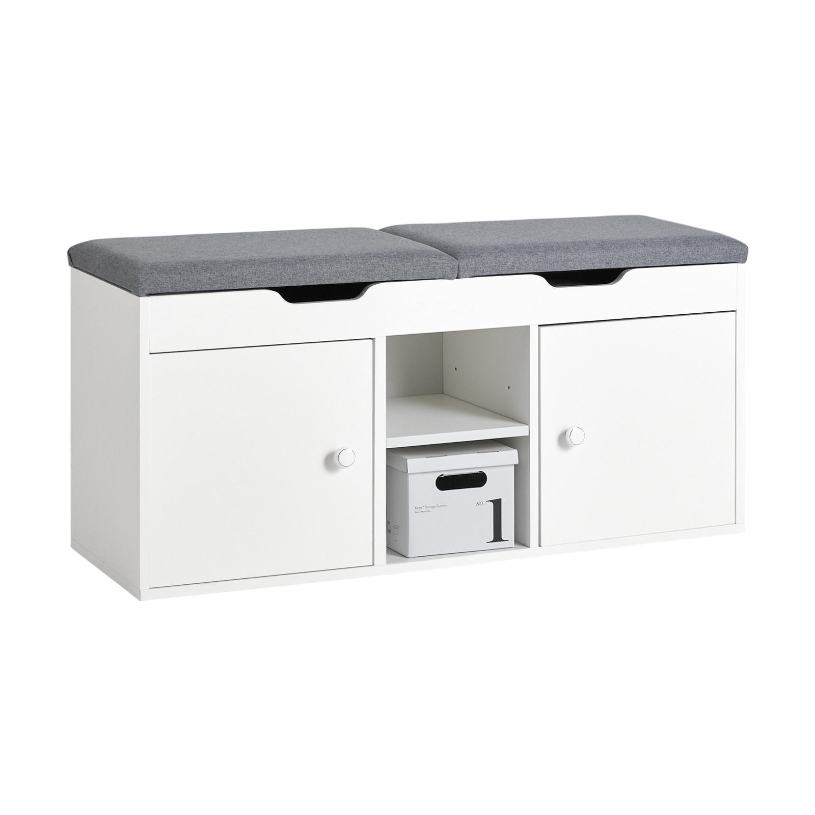 SCHUHBANK Weiß - Weiß, Holzwerkstoff (100/48/34cm) - SoBuy