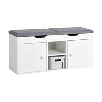 SCHUHBANK Weiß - Weiß, Holzwerkstoff (100/48/34cm) - SoBuy