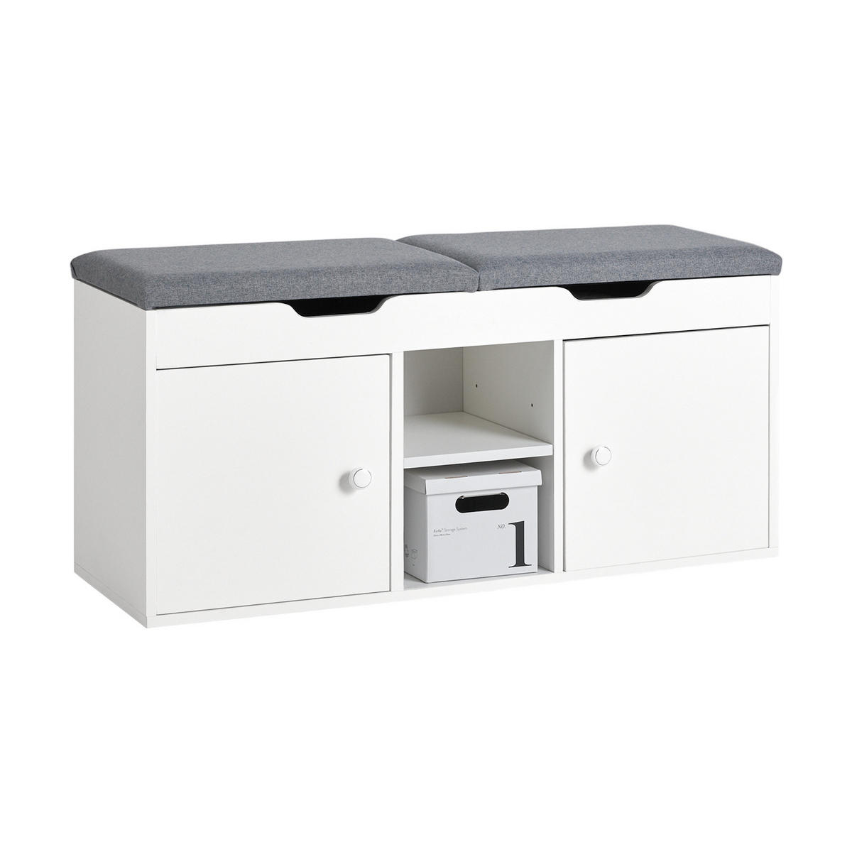 SCHUHBANK Weiß - Weiß, Holzwerkstoff (100/48/34cm) - SoBuy