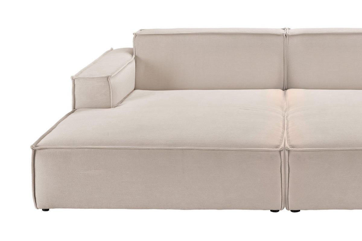 BIG SOFA SAMU Beige Cord - Beige/Schwarz, Textil (256/72/168cm) - KAWOLA