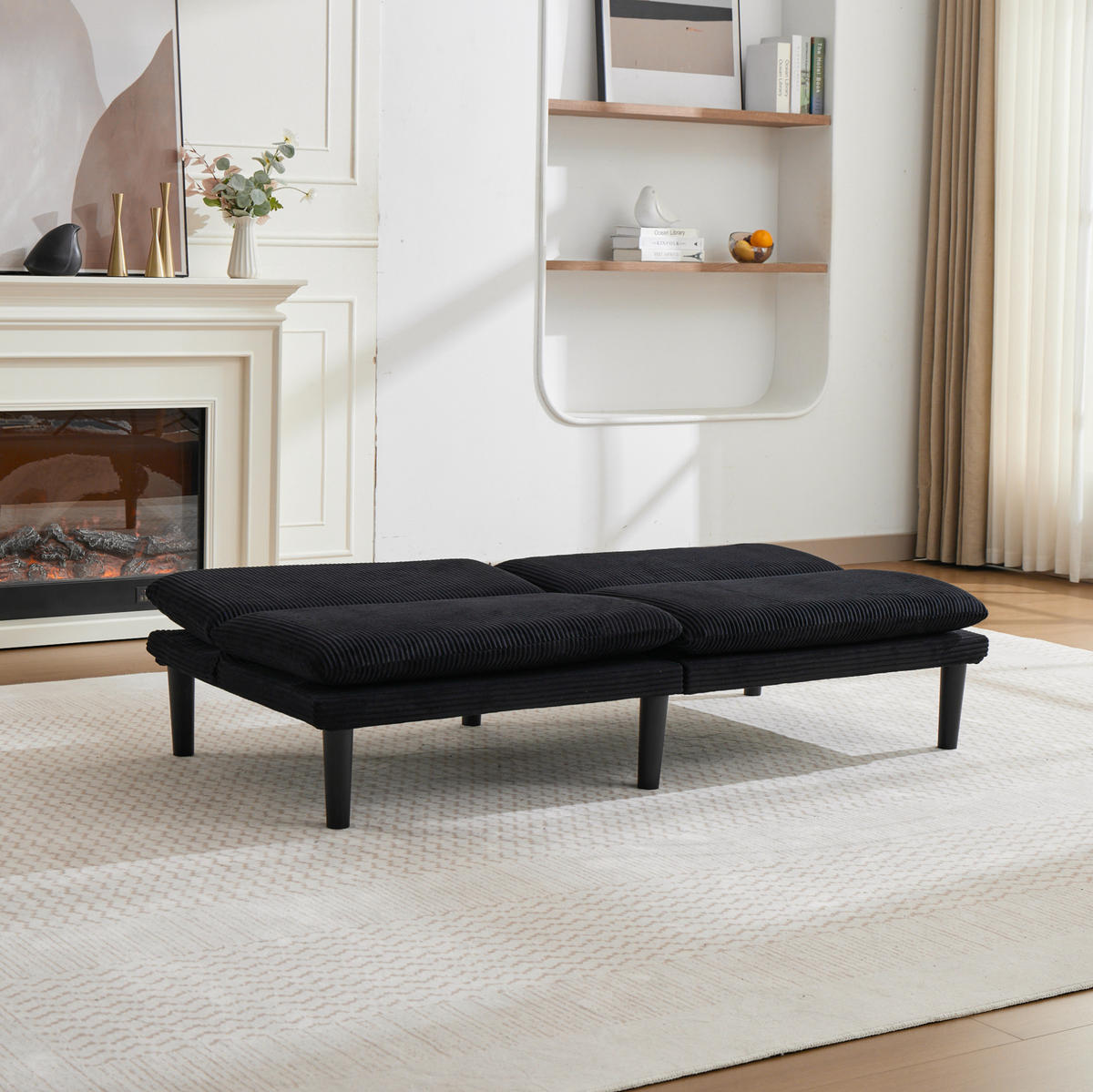 SOFA mit 3-stufig verstellbarer Rückenlehne Schwarz 2-Sitzer - Schwarz, Holzwerkstoff (168/67/86cm) - Meubliv