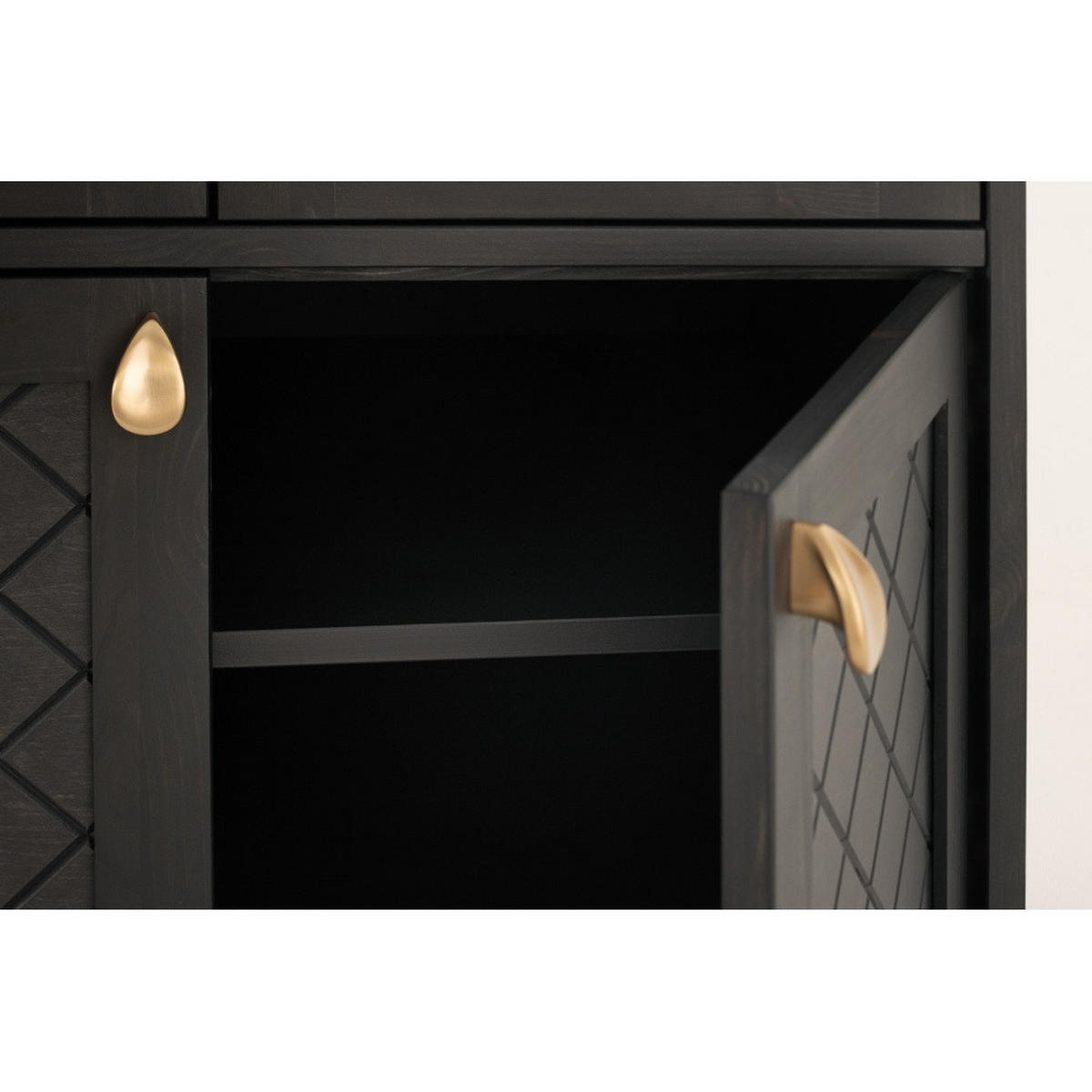 VITRINE - Schwarz/Naturfarben, Holz (70/160/50cm) - MSL wooden furniture