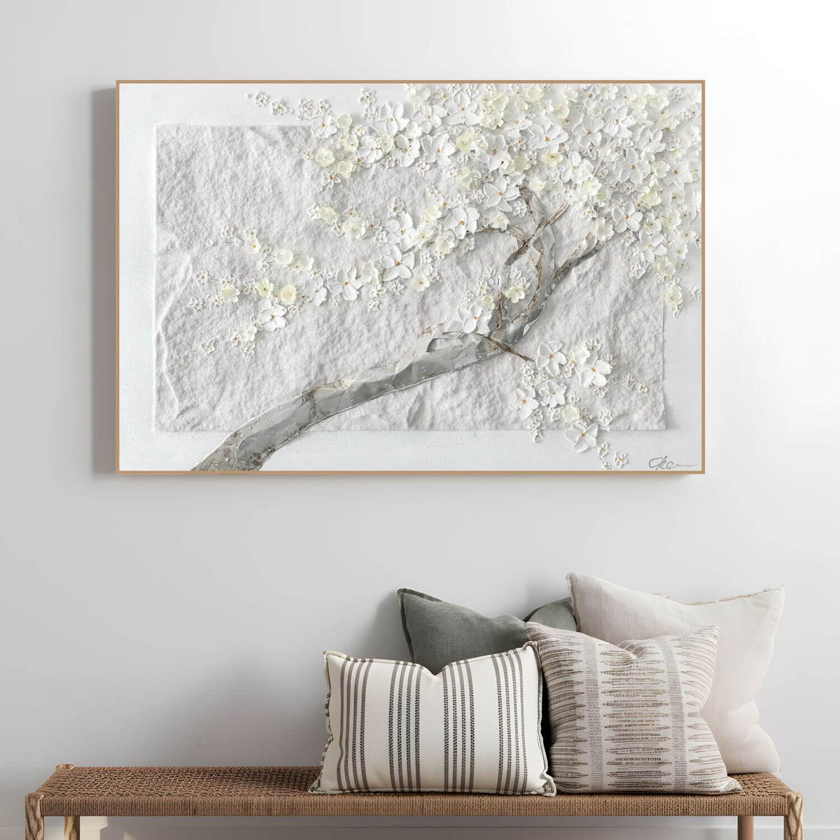 ACRYLBILD HANDGEMALT 90/60 cm - Gelb/Weiß, Holz/Textil (90/60cm) - KUNSTLOFT