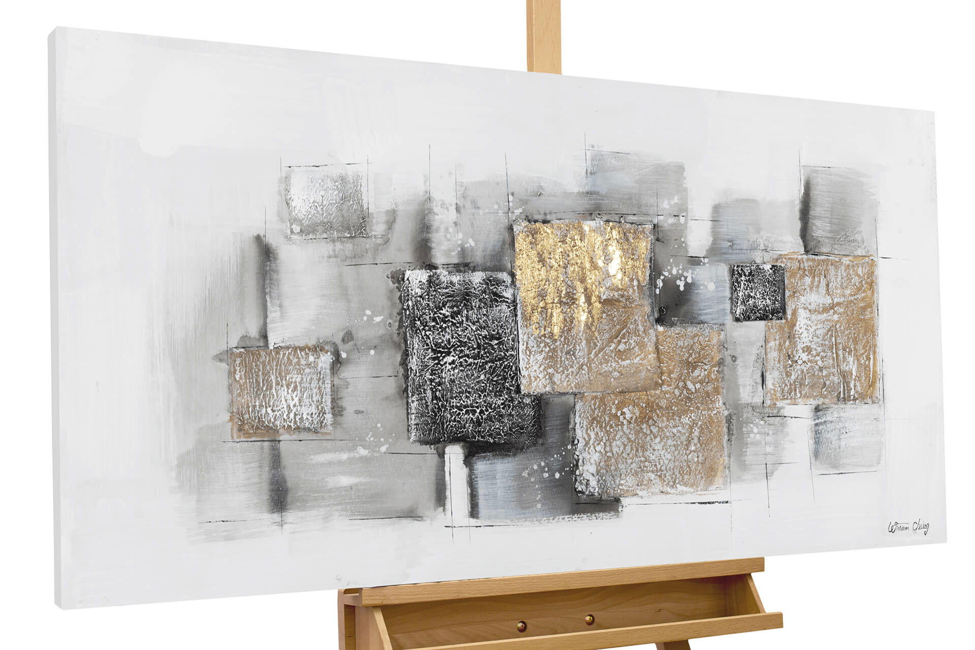 ACRYLBILD HANDGEMALT 120/60 cm - Grau, Holz/Textil (2/60cm) - KUNSTLOFT