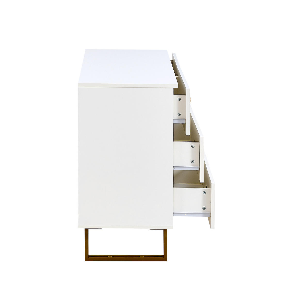 SIDEBOARD in Weiß Kommode mit Wandspiegel für Wohnzimmer, Flur und Schlafzimmer, B120/T40/H75 cm - Goldfarben/Weiß, Glas/Holzwerkstoff (120/75/40cm) - STILVORA