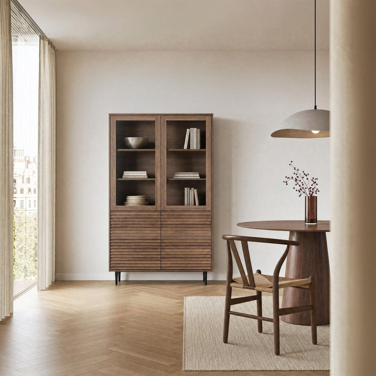 VITRINE Evoke Walnuss 110 cm x 171 cm - Walnussfarben, Holzwerkstoff (110/171/38cm) - Klast Home