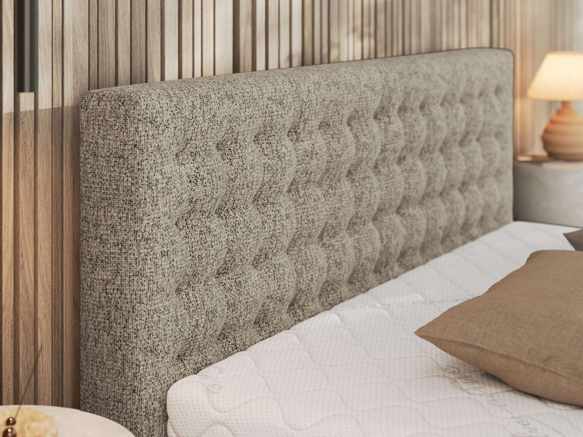 POLSTERBETT PAVO CLASSIC 180/200 - Dunkelbeige Strukture - Multipocket-Matratze - Taupe, Textil (180/200cm) - MKS