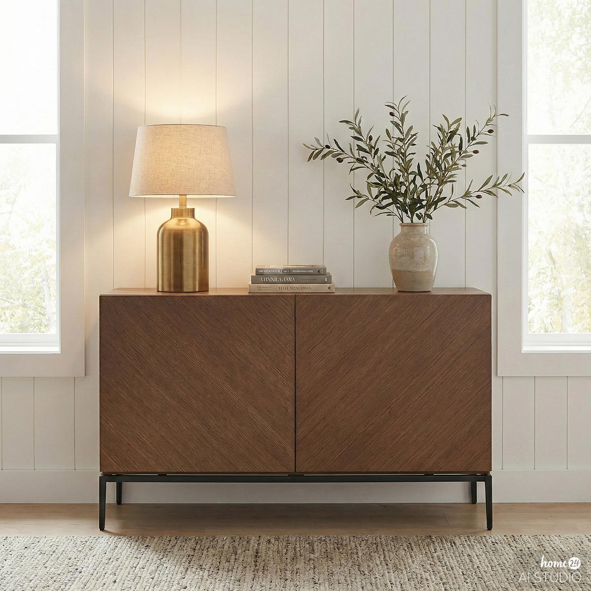 SIDEBOARD - Holzwerkstoff / Metall - Walnussfarben, Holzwerkstoff/Metall (120/75/40cm) - home24