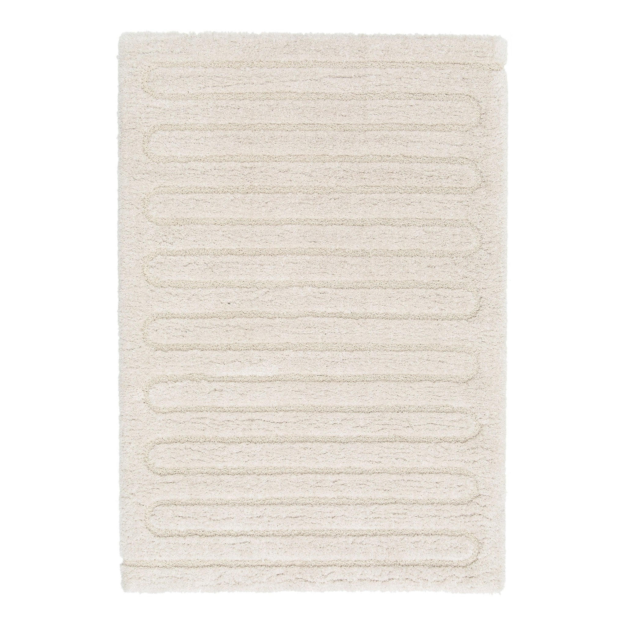 TEPPICH weich mit Relief aus recyceltem Polyester weiss - Weiß, Textil (120/170cm) - AFK Living