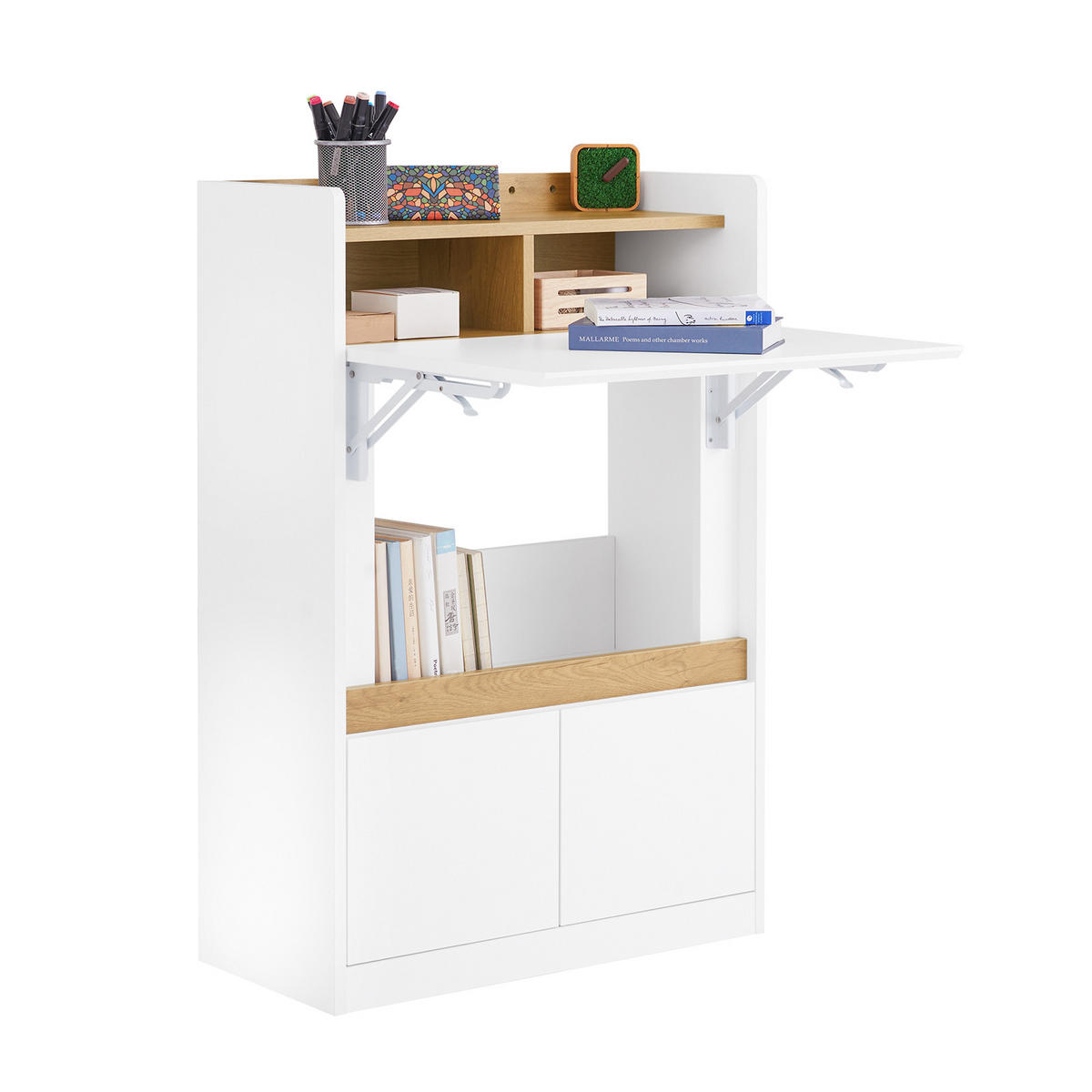 SCHREIBTISCH Weiß klappbar - Weiß, Holzwerkstoff (67/63/93cm) - SoBuy