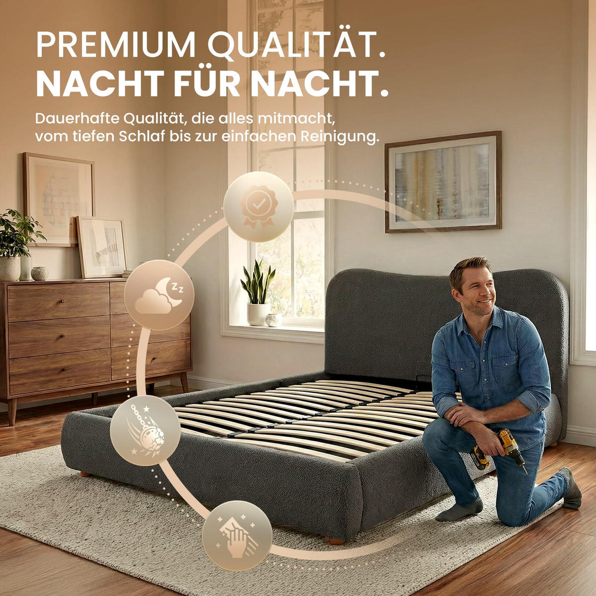 POLSTERBETT 160 cm/200 cm cm Stoff Dunkelgrau - Dunkelgrau, Textil (181/224cm) - CLP