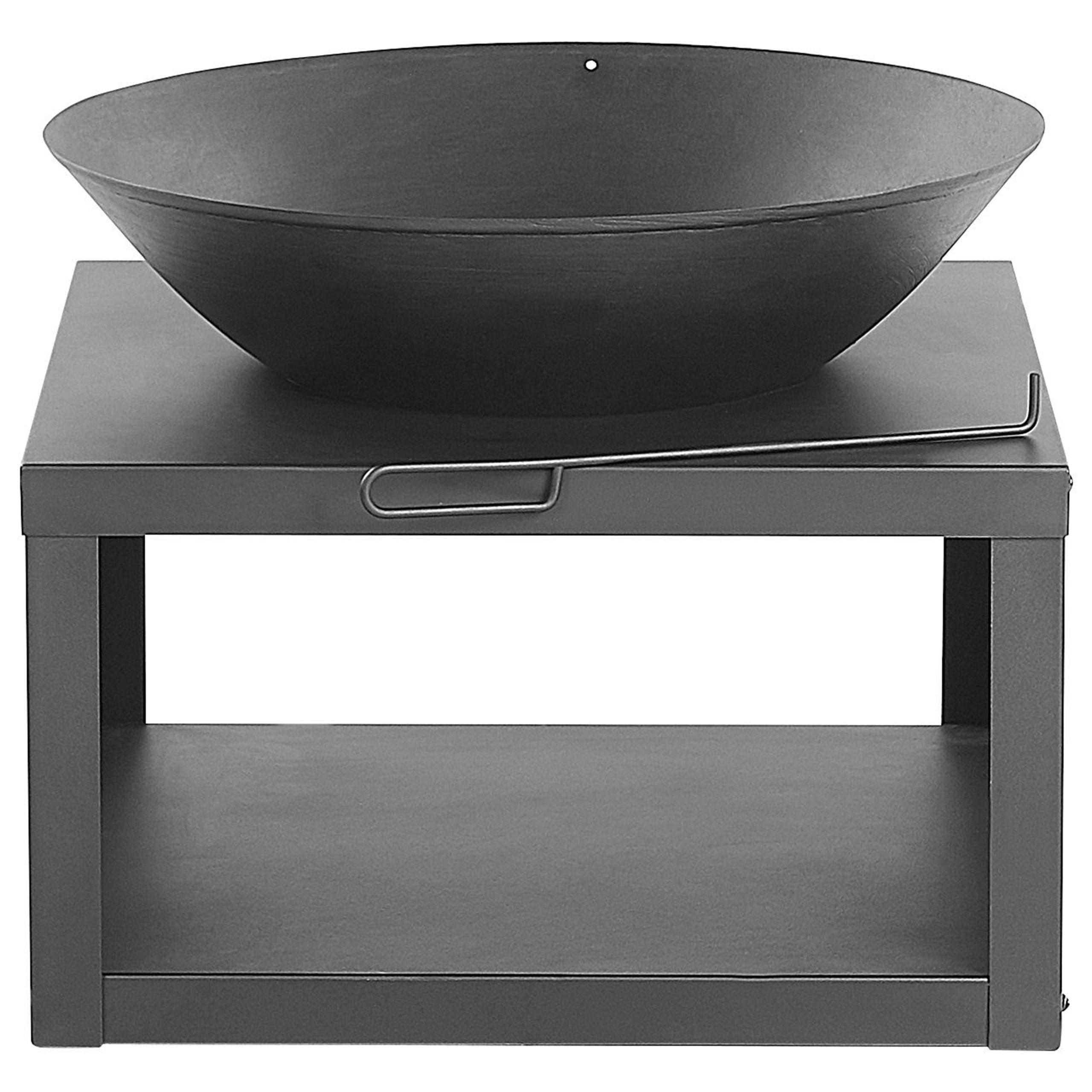 FEUERSTELLE Stah schwarz rund mit Holzablage Tanara - Schwarz, Metall (60/50/60cm)