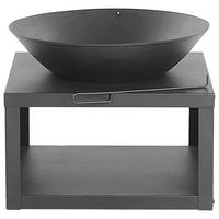 FEUERSTELLE Stah schwarz rund mit Holzablage Tanara - Schwarz, Metall (60/50/60cm)