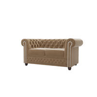 CHESTERFIELD-SOFA 2-sitzer mit Schlaffunktion Nyx Beige Samt - Beige/Braun, Holz/Textil (148/72/86cm) - S-Style Möbel