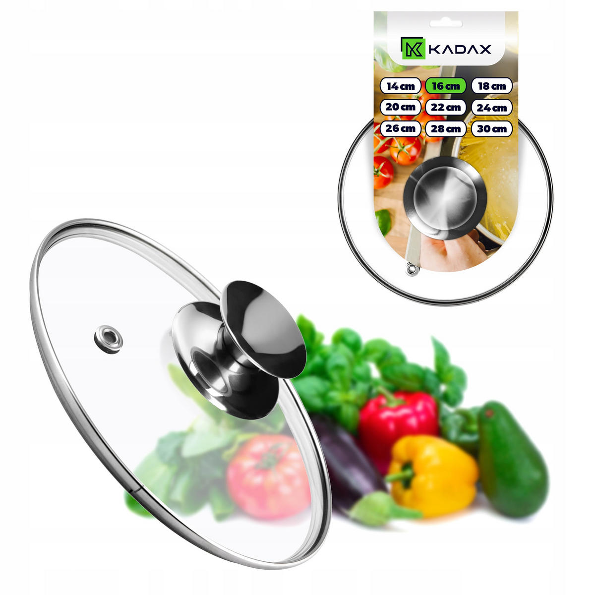 DECKEL mit Metall Griff, 16 cm - Transparent, Glas/Metall (16cm) - KADAX