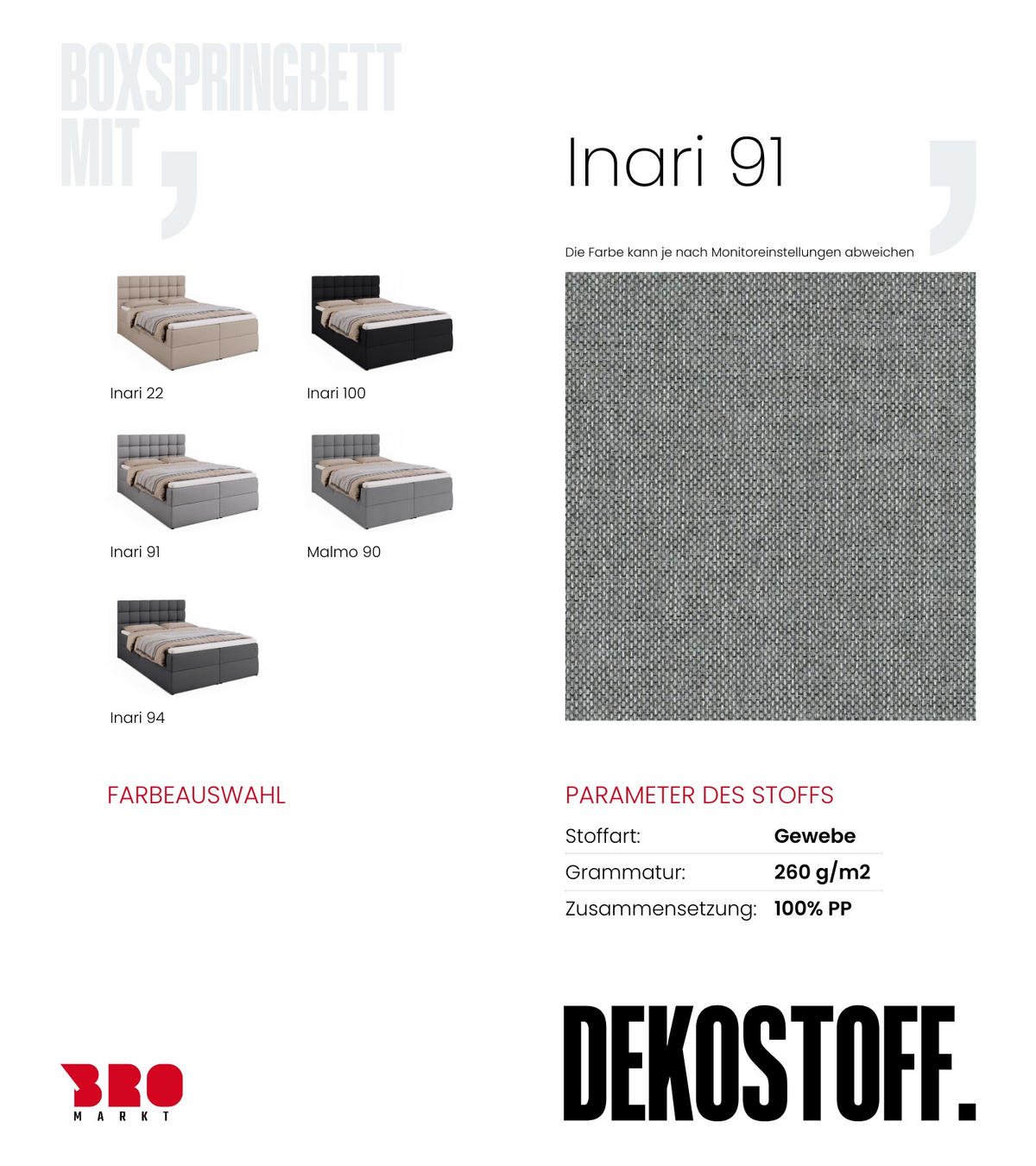 BOXBETT Dakota mit Topper 140/200 Grau - Grau, Textil (140/200cm) - Bromarkt