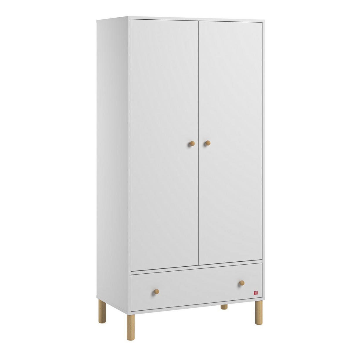 SCHRANK, 2 Türen und 1 Schublade Tela - H185 cm - Weiß, Holzwerkstoff (50/185/90cm) - Calicosy