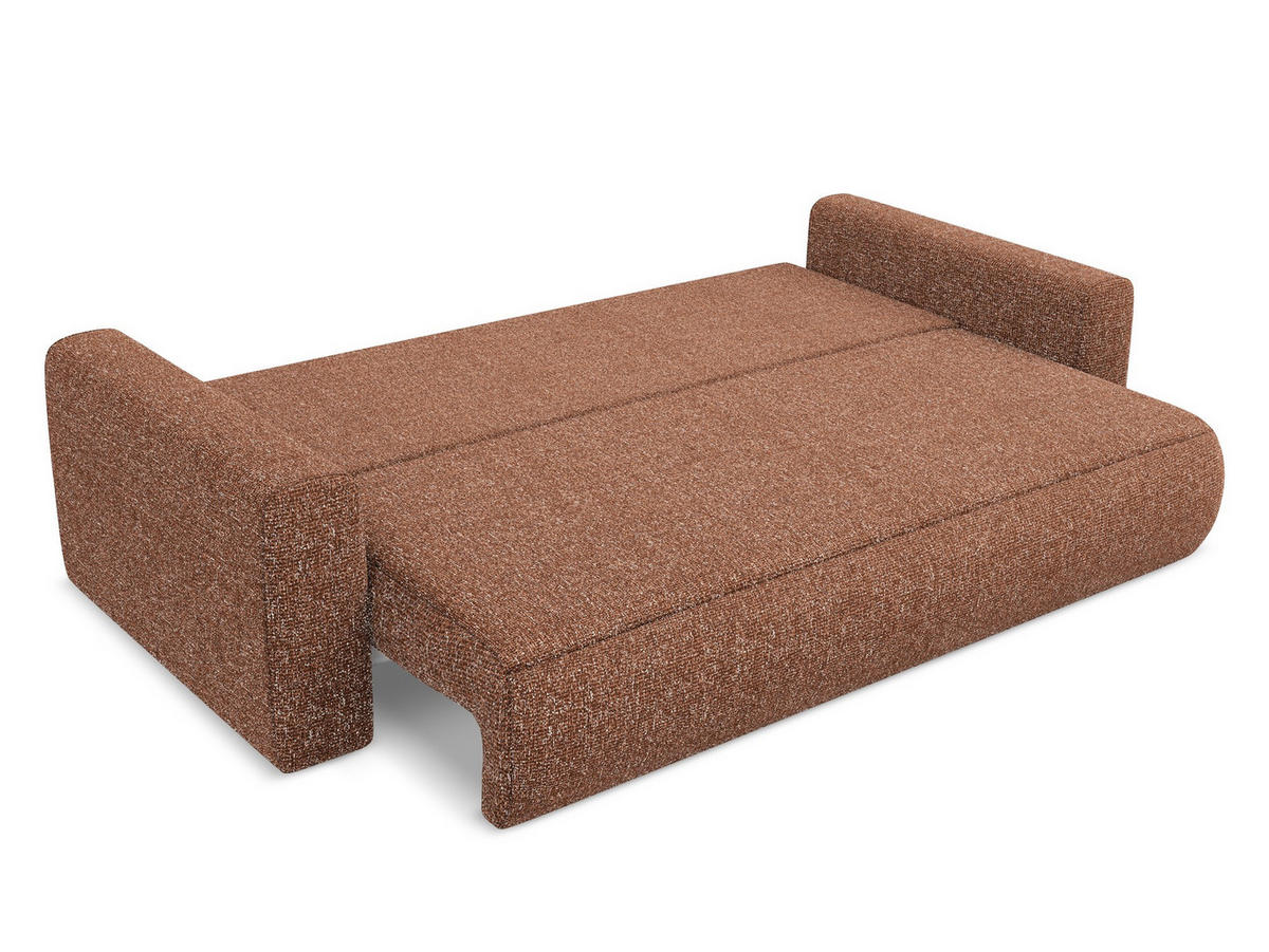 3-SITZER SOFA mit Schlaffunktion Strukturstoff Stoff Orange - Terra cotta/Schwarz, Kunststoff/Textil (238/82/105cm) - Makamii