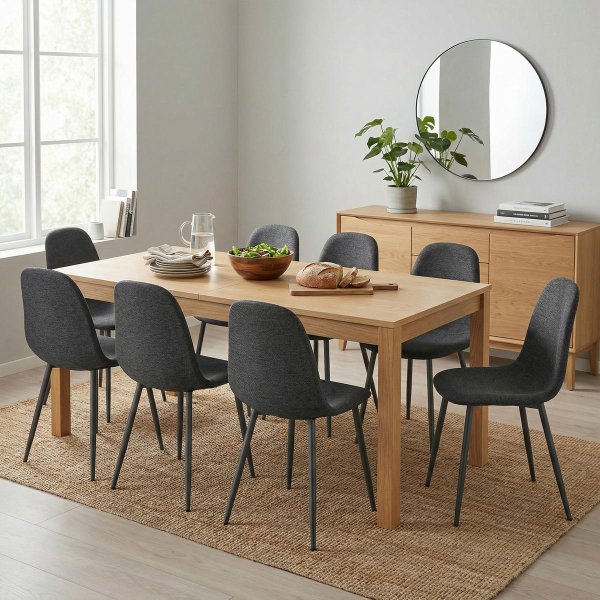 ESSZIMMERSTÜHLE 8er Set Webstoffbezug Grau - Grau, Metall (40.5/85/41.5cm) - Meubles Cosy