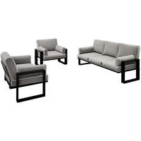 GARTENSET Verdino 3+1+1 mit Metallrahmen anthrazit - Anthrazit, Metall - Beautysofa