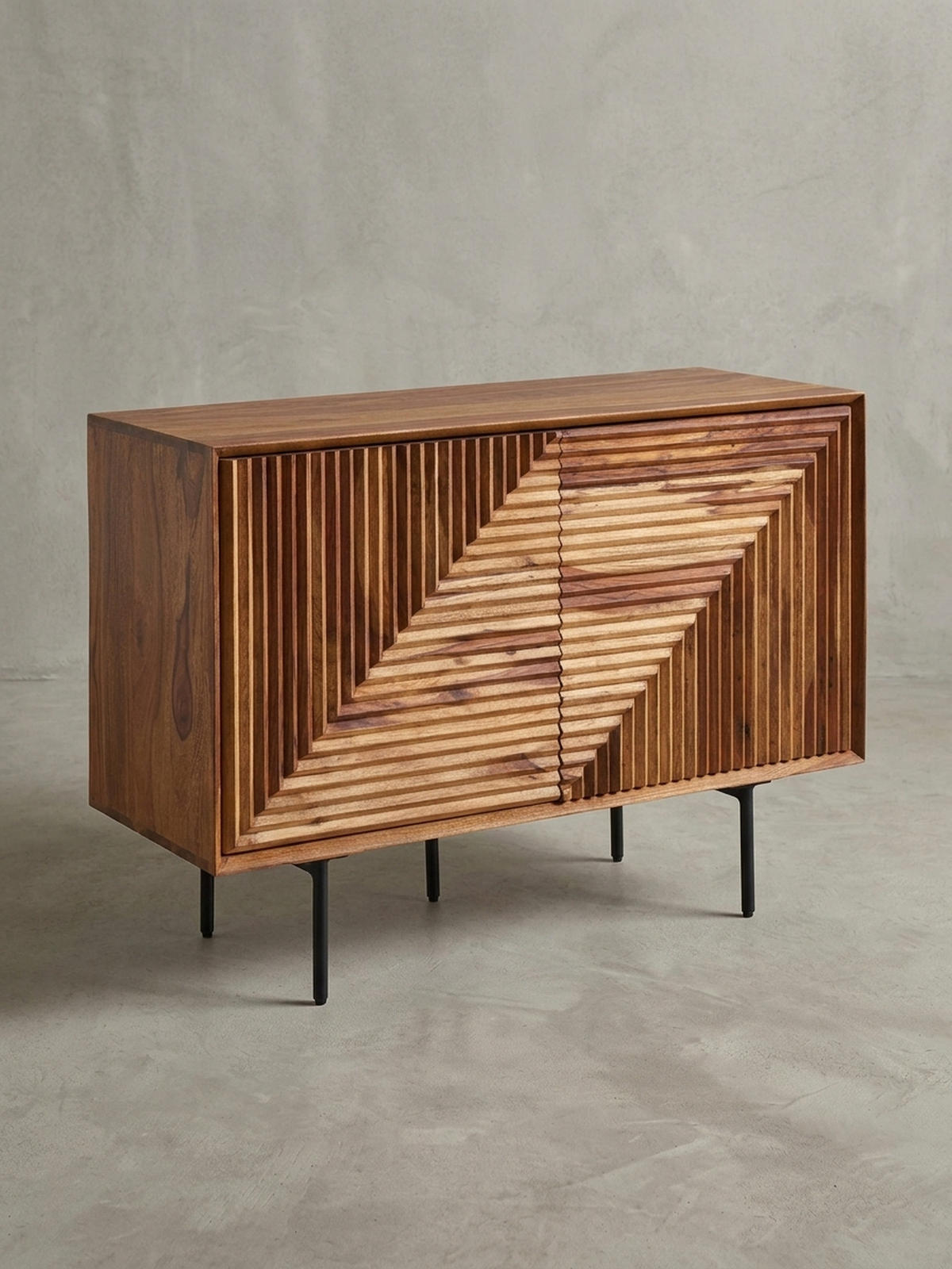 SIDEBOARD – "Harmony", Massivholz mit Metalldetails, viel Stauraum - Schwarz/Braun, Holz/Metall (100/71/40cm) - KADIMA DESIGN