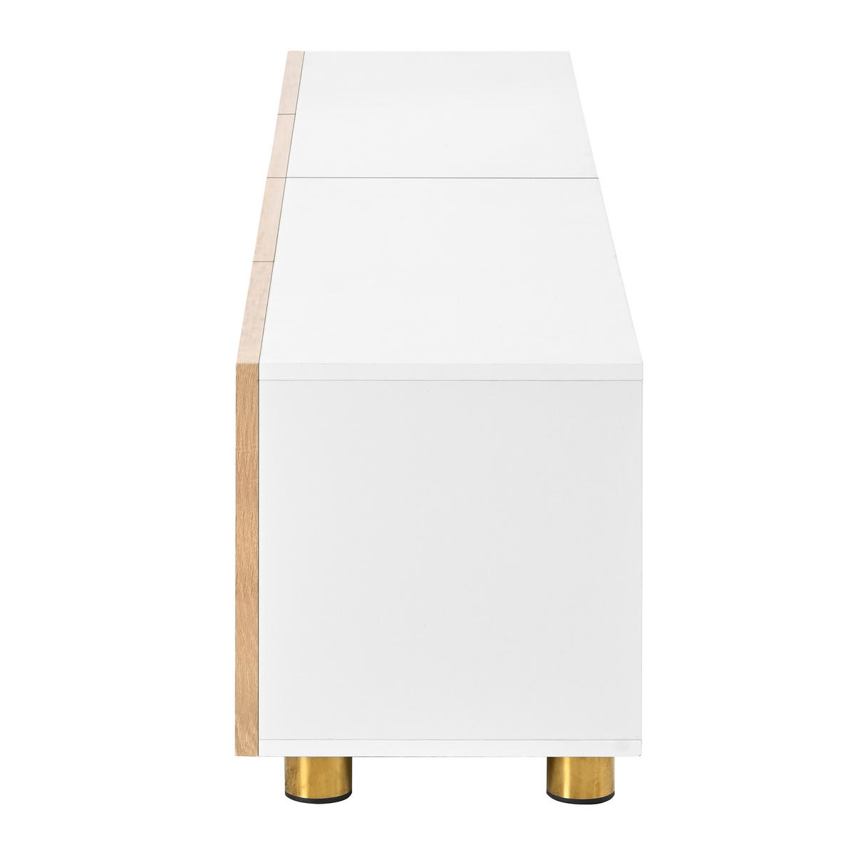 TV-LOWBOARD Natur/Weiß 180/35/40 cm, 4 Türen, Bogenrelief, Metallfüße - Naturfarben, Holzwerkstoff (180/40/35cm) - PANGIVO