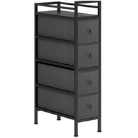 KOMMODE 20/43/81,5 cm mit 4 Schubladen und Stahlgestell - Schwarz, Holz (20/81.5/43cm) - BEAOK
