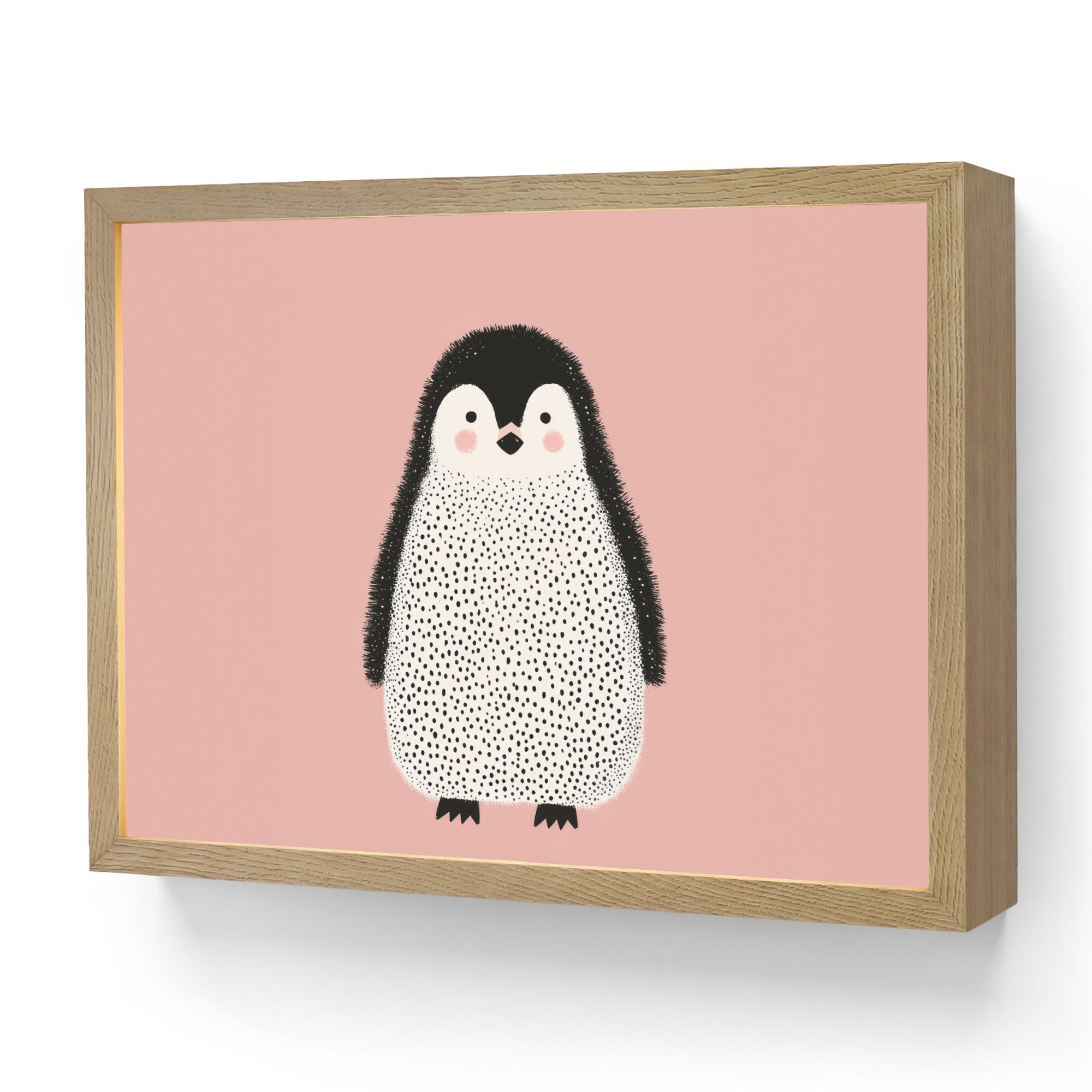 NACHTTISCHLAMPE MIT AKKU Pinguin - Punkte - Minimalistisch - Rosa 40x30 cm - Rosa, Holzwerkstoff (8/40/30cm) - OnlyWow