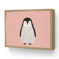 DOBÍJECÍ NOČNÍ LAMPIČKA Tučňák - Tečky - Minimalistický - Růžový 40x30 cm - růžová, kompozitní dřevo (8/40/30cm) - OnlyWow