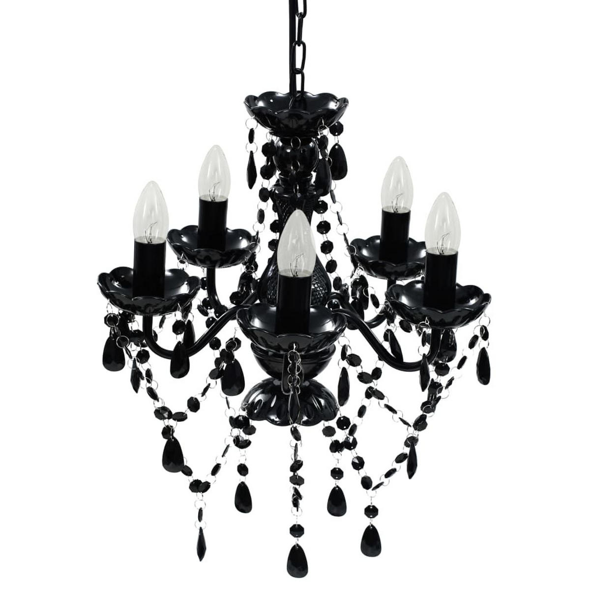 KRONLEUCHTER 5 Glühbirnen Schwarz - Schwarz, Kunststoff (38/38/45cm) - vidaXL