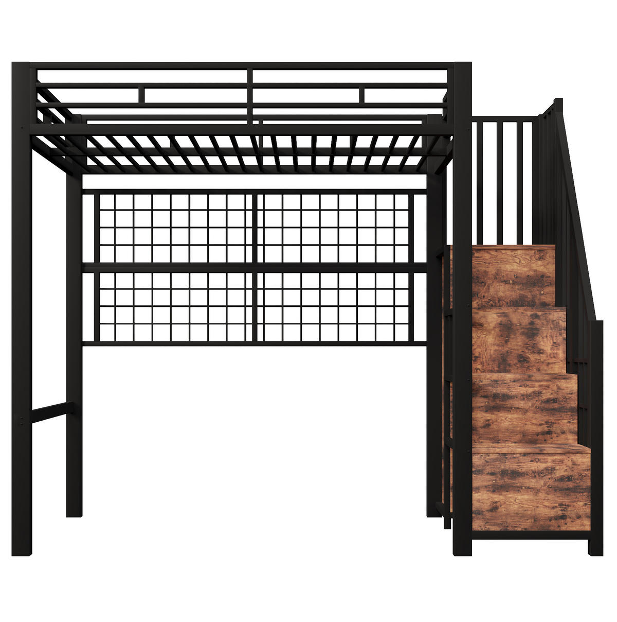 HOCHBETT 90/200 cm schwarz aus Metall mit Stauraumleiter - Schwarz, Metall (90/200cm) - OKWISH