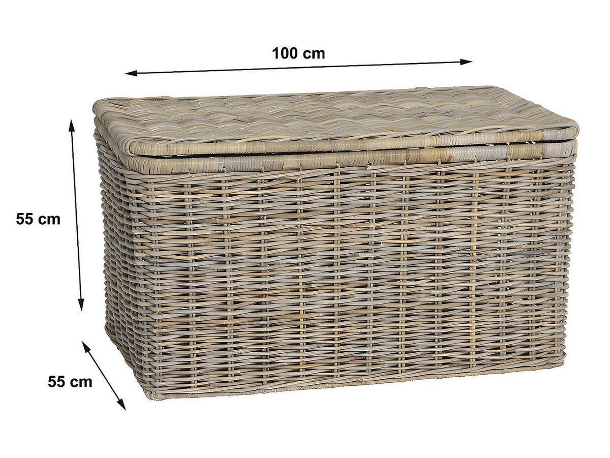 TRUHE und Kiste - 100 cm x 55 cm - Naturfasern - Grau - TIMGAD - Grau, Naturmaterialien (100/55/55cm) - Vente-Unique