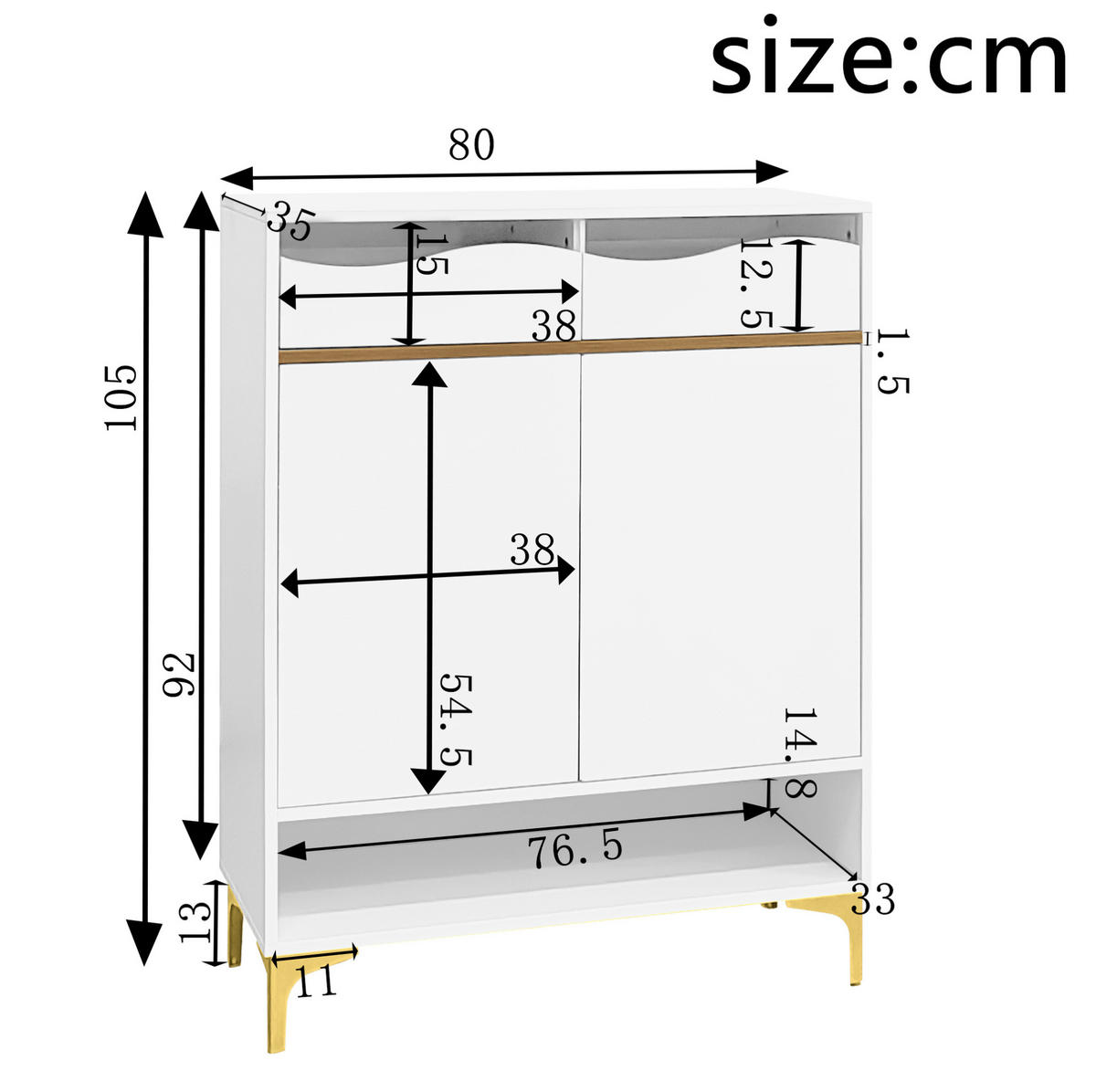 SCHUHSCHRANK aus MDF & Spanplatte 80x35x105cm in Weiß mit LED-Beleuchtung - Weiß, Holzwerkstoff (80/105/35cm) - Modfu
