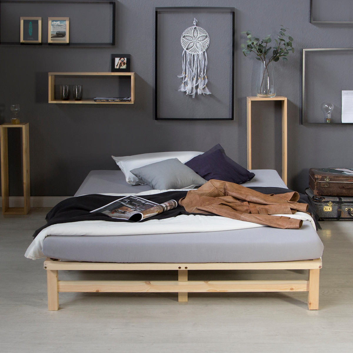 HOLZBETT Palettenbett 140/200 cm natur - Braun, Holz (140/200cm) - Homestyle4u