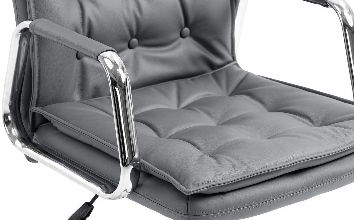 BÜROSTUHL Ronix Echtleder grau - Chromfarben/Grau, Leder/Metall (60/120/65cm) - TPFLiving