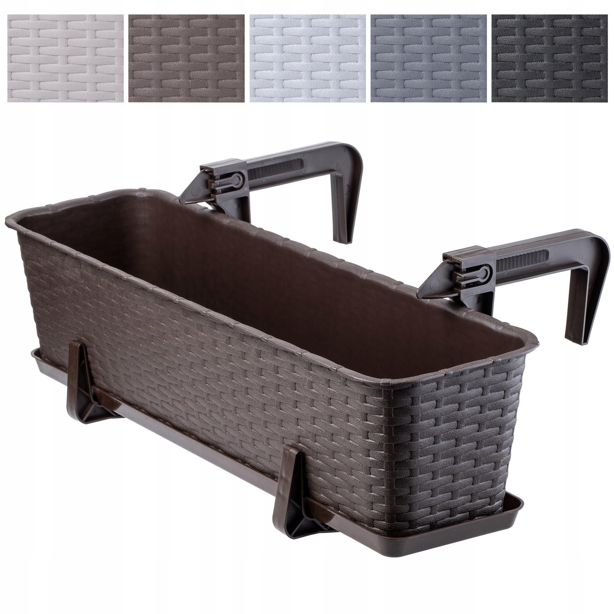 Blumentopf mit Untersetzer und 2 Griffe 60 cm, Braun - Braun, Kunststoff (17/60cm) - KADAX