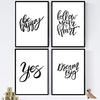 POSTER Set mit 4 glücklich und bunt Dream Big A4 Schwarzer Rahmen - Schwarz, Papier (29.7/3cm) - Nacnic